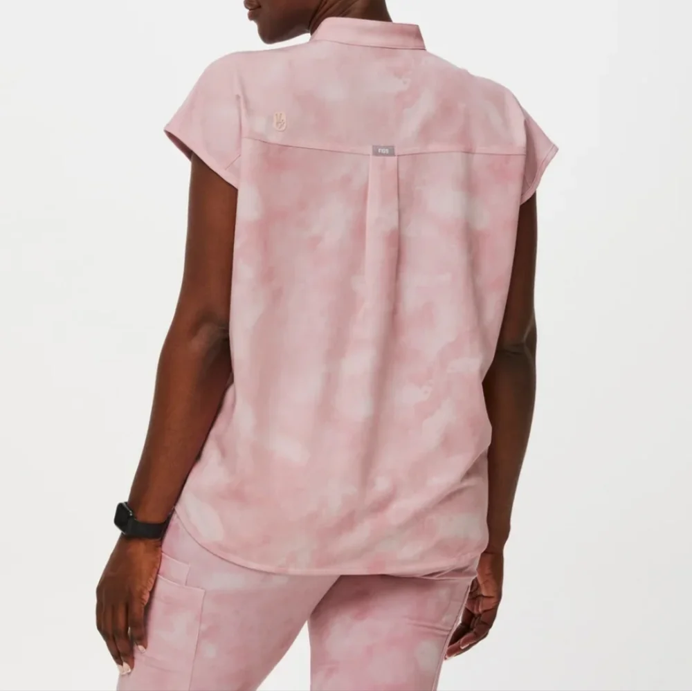 Figs Rafaela Oversized Scrub Top - Marbled Rose Size 4X tie dye pink - Picture 2 of 10